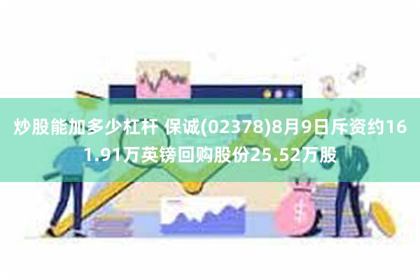 炒股能加多少杠杆 保诚(02378)8月9日斥资约161.91万英镑回购股份25.52万股