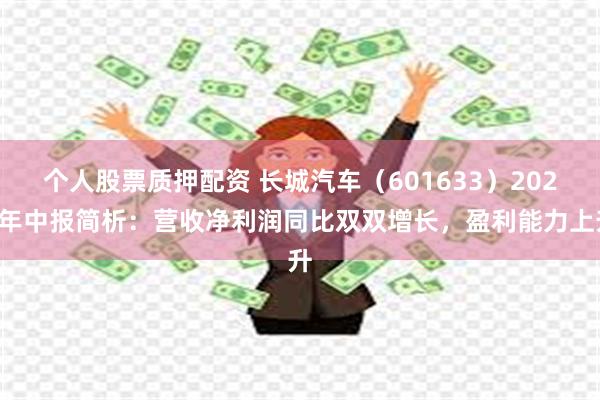 个人股票质押配资 长城汽车（601633）2024年中报简析：营收净利润同比双双增长，盈利能力上升